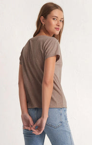 Z SUPPLY MODERN V-NECK-HEATHER LATTE