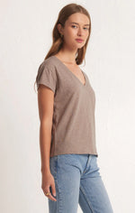 Load image into Gallery viewer, Z SUPPLY MODERN V-NECK-HEATHER LATTE
