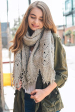 Load image into Gallery viewer, FEATHERED EDGE BOHO SCARF IN OATMEAL
