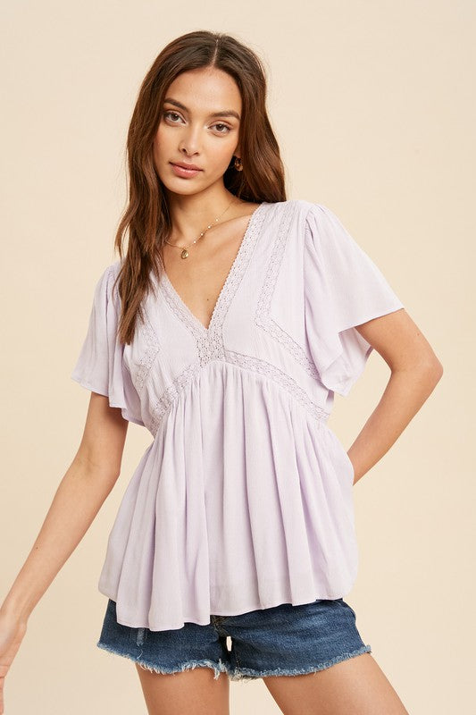 LAVENDER THOUGHTS V-NECK BLOUSE